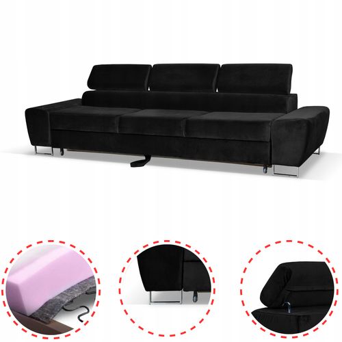 Zestaw mebli wypoczynkowych salon Bosso Sofa 3os fotele czarne na Arena.pl