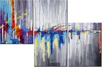 60 90CM OBRAZ 3 ELEM ABSTRAKCYJNY WODOSPAD ŚCIENNY DRUK PŁÓTNO