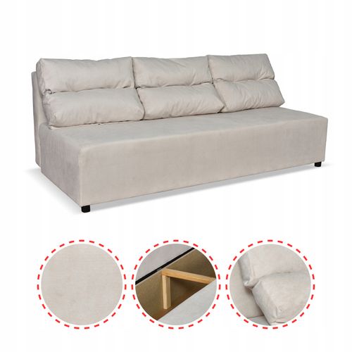 Kanapa sofa KIMO funkcja spania pojemnik Family Meble Hunter beż welur na Arena.pl