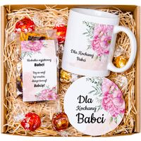 Prezent na dzień Babci ZESTAW Kubek z podkładką i Herbatkami