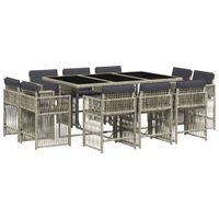 11-cz. zestaw mebli do ogrodu z poduszkami jasnoszary rattan PE