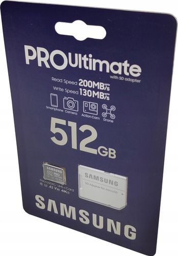 Karta microSD Samsung 512GB microSDXC PRO Ultimate 200MB/s (2023) na Arena.pl