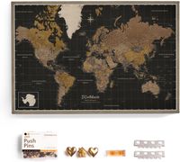 Mapa Świata Tablica Korkowa 70x50 cm Język Niemiecki Obraz Canvas Vintage