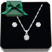 Srebrny komplet damski 925 cyrkonie idealny zestaw prezentowy dla niej