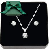 Srebrny komplet damski 925 cyrkonie idealny zestaw prezentowy dla niej