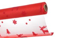 śnieżna organza flokowana 0,36m x 9m  czerwona