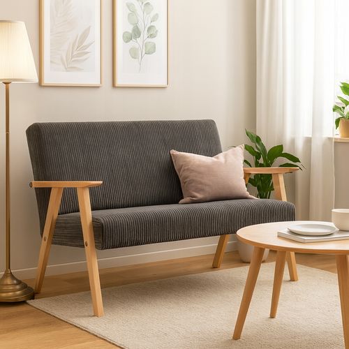 Sofa w stylu PRL retro vintage SOLER Family Meble czarny sztruks Anafi na Arena.pl