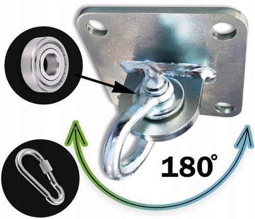 Mocowanie sufitowe z ŁOŻYSKIEM szeklą hak montażowy 180 stopni OCYNKOWANY na Arena.pl