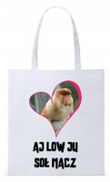 Nosacz Janusz Polak Torba Eco Biała Shopper Z Nadrukiem Ze Zdjęciem