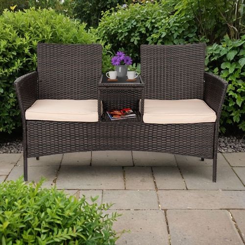 Ławka ogrodowa z technorattanu sofa CORDOBA brązowa na Arena.pl