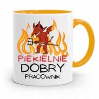 Dla Pracownika Kubek Żółty Piekielnie Dobry Z Nadrukiem Ze Zdjęciem