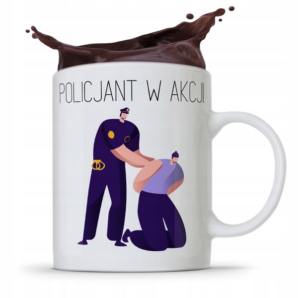 Kubek Prezent Dla Policjanta Policjantki W Akcji! Z Nadrukiem Ze Zdjęciem zdjęcie 1