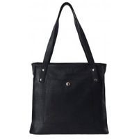 Skórzana Włoska torba na ramię Vera Pelle miękka , pojemna a4 Czarna WR365N