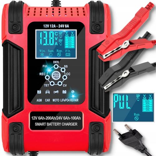 Prostownik SAMOCHODOWY AUTOMATYCZNY Z FUNKCJĄ NAPRAWY AKUMULATORÓW 12V 24V na Arena.pl