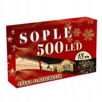 KURTYNA ŚWIETLNA SOPLE 500 LED 18M CIEPŁE + FLASH sople 301 - 500 lampek