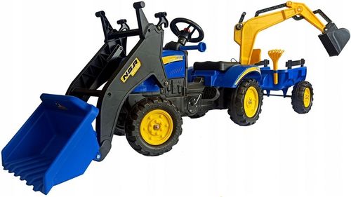 Traktor na pedały z przyczepą ładowaczem i koparka 3w1 PROMO na Arena.pl