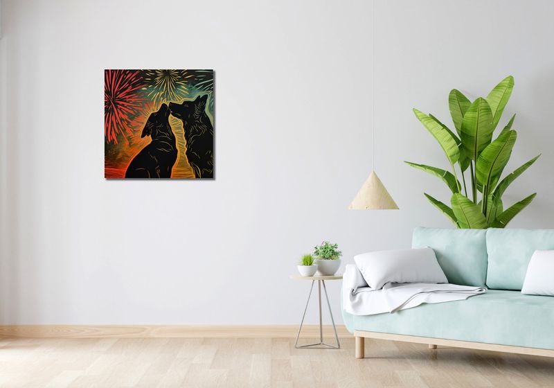 Obraz 60x60cm Psi Uścisk zdjęcie 2