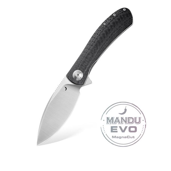 Nóż Składany Trollsky Knives Mandu EVO Satin MagnaCut Black CarbonTex G10 zdjęcie 1