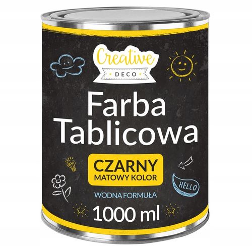 Farba tablicowa czarna do pisania kredą do mebli ścian drewna 1000ml na Arena.pl
