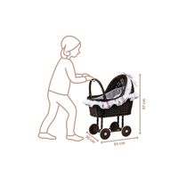 LULU WIKLINOWY WÓZEK DLA LALEK Z POŚCIELĄ 55X30 H57 CM