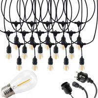 GIRLANDA ŚWIETLNA OGRODOWA ZEWNĘTRZNA 15m ŻARÓWKI 15x E27 LED LAMPKI