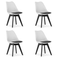 Krzesło biało czarne skandynawskie MARK czarne nogi 4 szt. loft kuchnia