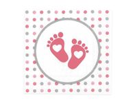 Serwetki, Ze stópkami, różowe, 33 cm x 33 cm, 20 szt.