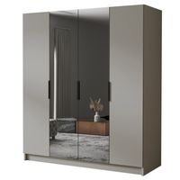 Szafa SALVADOR II 200 cm z lustrem-pojemna garderoba-KASZMIR+CZARNY