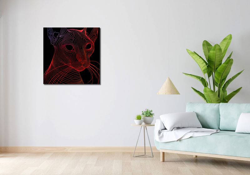 Obraz 70x70cm Cyfrowa Kocica zdjęcie 2