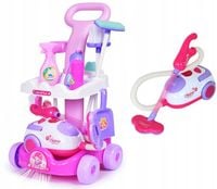 WÓZEK DO SPRZĄTANIA DLA DZIECI zestaw sprzątający ODKURZACZ wciąga kuleczki