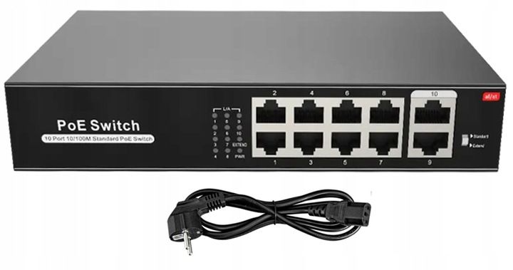 Switch POE do Kamer IP 8xPOE 96W 100Mbps 2x Uplink zdjęcie 2