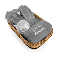 Zestaw prezentowy dla szefowej szlafrok M i ręcznik z haftem+ filiżanka