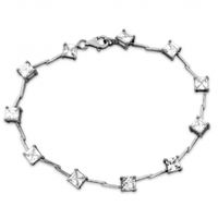 SREBRNA BRANSOLETKA Z KWADRATOWYMI CYRKONIAMI SREBRO PRÓBY 925