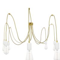 Lampa Wisząca Pająk 7 Biały Mat Ze Złotym Przewodem E27