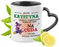 Dla Blanki Kubek Czarny Z Uszkiem W Kształcie Serca Na Prezent Z Nadrukiem