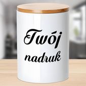 Pojemnik ceramiczny 750 ml z drewnianą bambusową przykrywką z Twoim nadrukiem