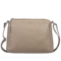 VERA PELLE torebka damska skórzana listonoszka z paskiem V535 beżowa