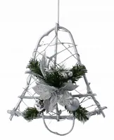 DZWONEK DREWNIANY SREBRNY DEKORACYJNY STROIK 30 cm