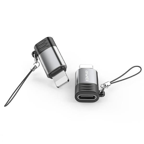 awei adapter a11 usb-c/lightning szary   /grey zdjęcie 1
