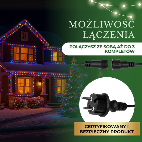 Lampki choinkowe 500 Led multikolor 41,5 m oświetlenie świąteczne IP44 zdjęcie 5