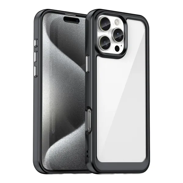 Etui Outer Space Case z żelową ramką do iPhone 16 Pro - czarne zdjęcie 1