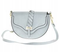 Laura Biaggi - torebka podkowa jasny niebieski zamsz klapa splot JS341