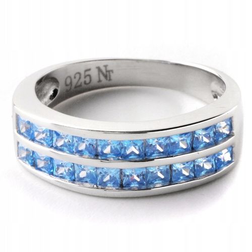Srebrna Obrączka Wysadzana Błękitnymi Cyrkoniami na Arena.pl