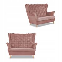 Sofa uszak Carol pudrowy róż różowa skandynawska kanapa 2-os. Family Meble