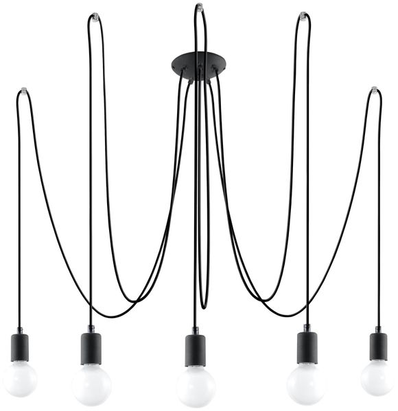 LAMPA wisząca SL.0371 OPRAWA pająk ZWIS kable przewody loft czarna zdjęcie 1