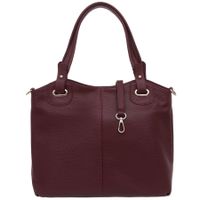 VERA PELLE torebka skórzana shopper z paskiem na ramię V658 c.bordowa