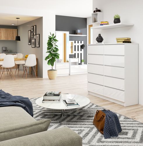 KOMODA K 120 cm 10 SZUFLAD BIAŁA WYSOKI POŁYSK na Arena.pl