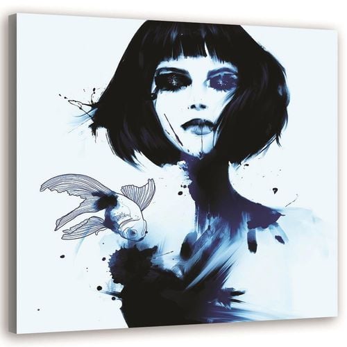 Obraz na płótnie – Canvas, Kobieta i ryba 80x80 na Arena.pl