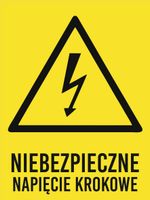 Tablica Niebezpieczne napięcie krokowe grawer piktogram 20x15 cm duży wybór