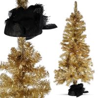 Choinka Złota Sztuczna Ozdobna Dekoracyjna Drzewko Świąteczne z Jutą 120 cm